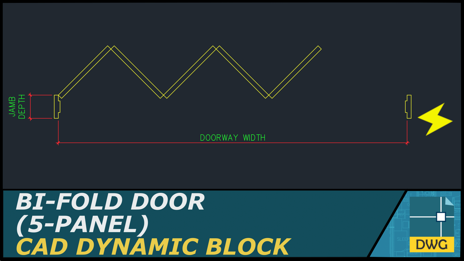 BiFold Door (Plan View) 5Panel CAD Dynamic Block The Solo Architect