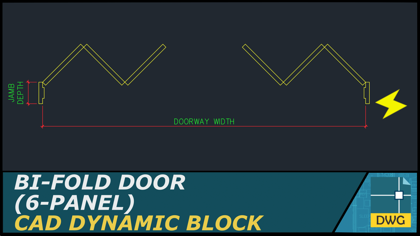 BiFold Door (Plan View) 6Panel CAD Dynamic Block The Solo Architect