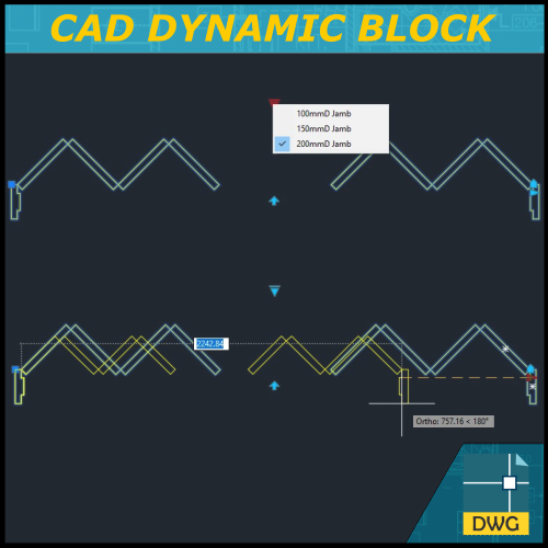 BiFold Door (Plan View) 8Panel Dynamic Block The Solo Architect