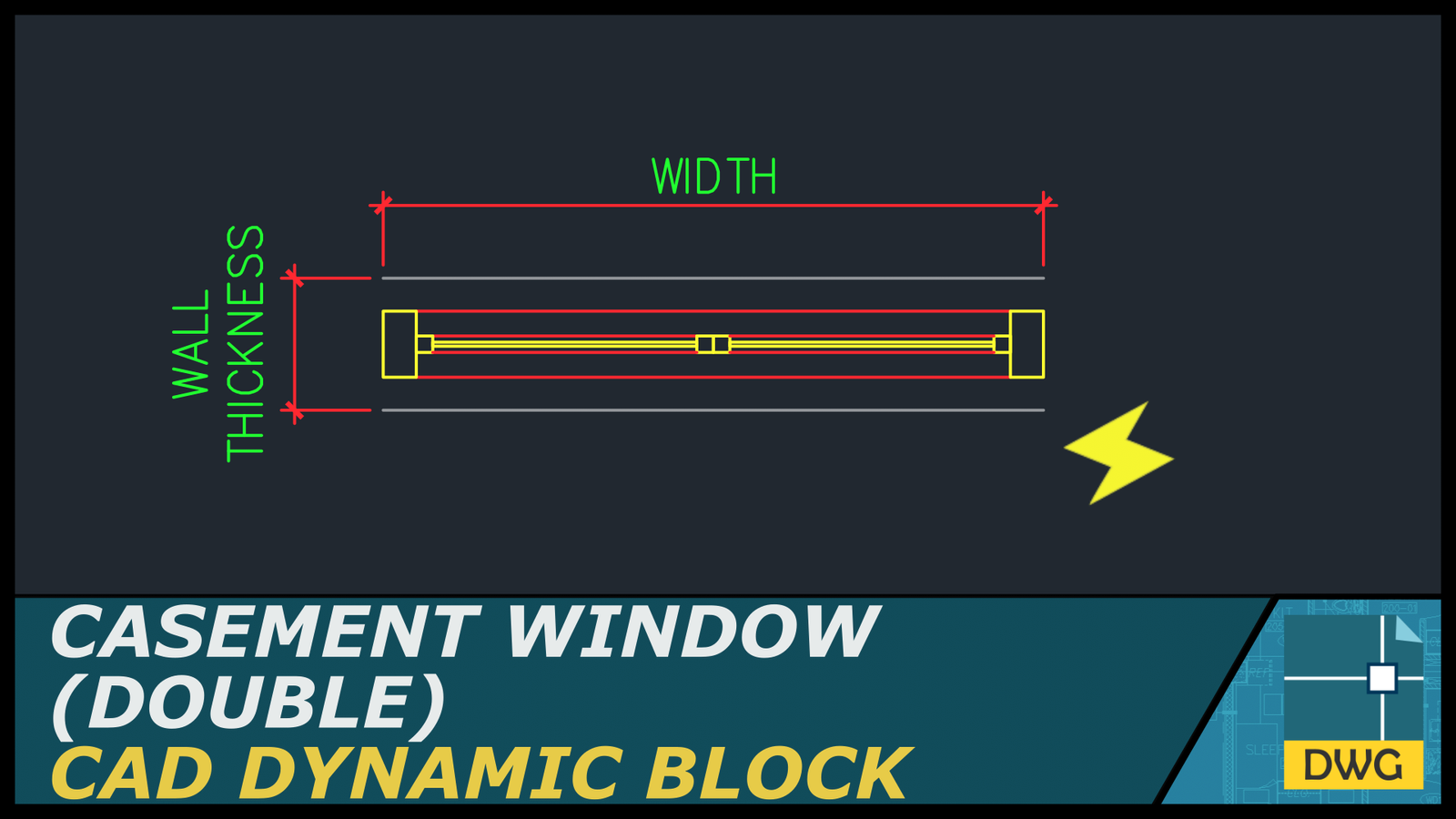 Casement Window Plan View Double Cad Dynamic Block The Solo Architect 