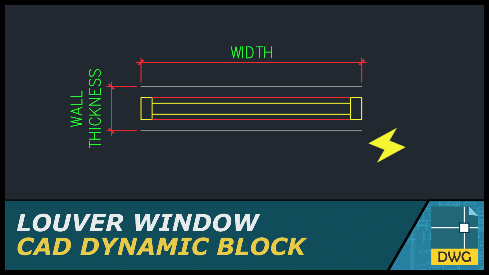 Louver Window (Plan View) Steel or Metal CAD Dynamic Block The