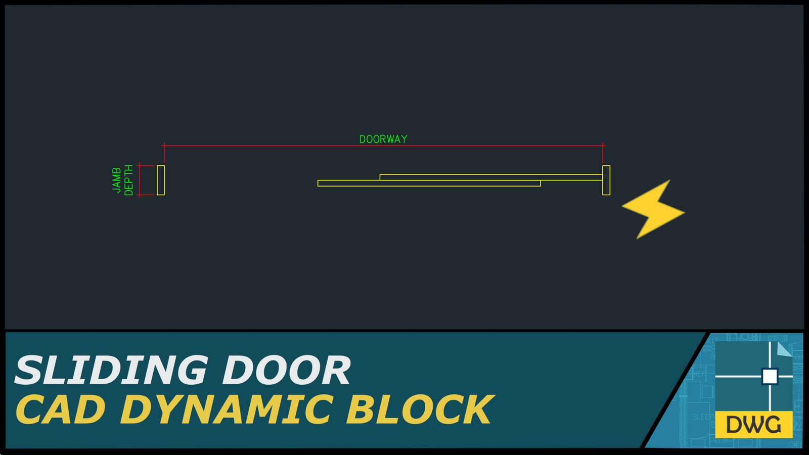 Sliding Door Plan View CAD Dynamic Block The Solo Architect